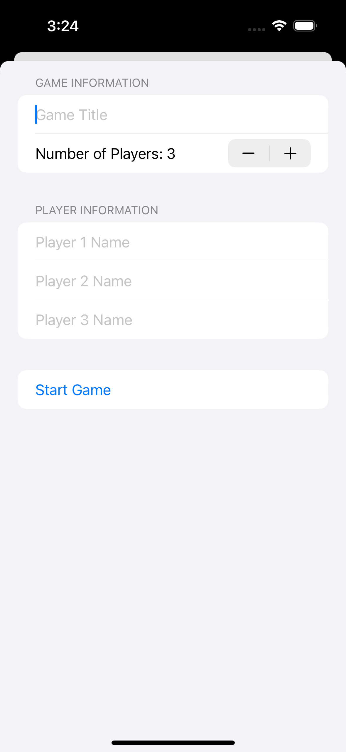 Create Game View